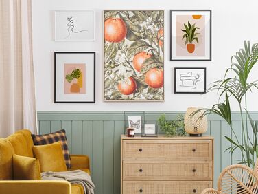 Oranges Framed Canvas Wall Art 63 x 93 cm Green and Orange GUALDO