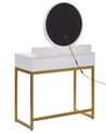 Toaletný stolík so 4 zásuvkami a LED zrkadlom biela/zlatá AUXON_844815