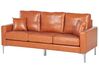 3 Seater Faux Leather Sofa Brown GAVLE_729853