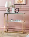 Glass Top Console Table Marble Effect White with Gold AZUSA _824947