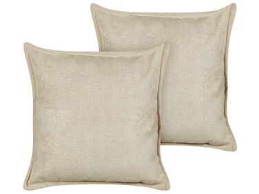 Set of 2 Cushions 60 x 60 cm Beige LAPSANA
