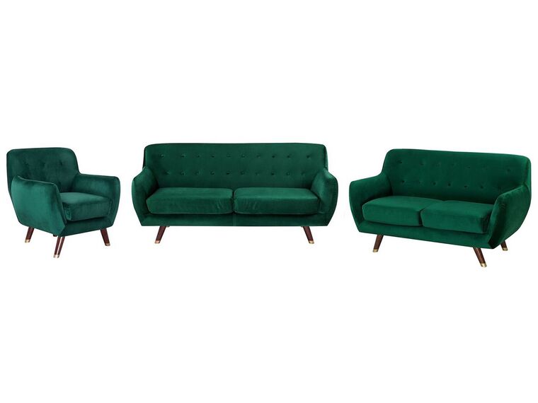 Sofa Set Samtstoff smaragdgrün 6-Sitzer BODO_738318