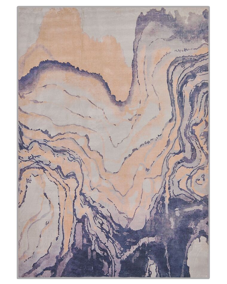 Alfombra beige arena/azul oscuro 160 x 230 cm GEBZE_822561