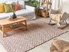 Teppich Baumwolle beige / rosa geometrisches Muster 140 x 200 cm Kurzflor GERZE_853505