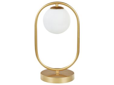 Tischlampe Metall / Glas gold / weiß rund 35 cm Glaskugel YANKEE