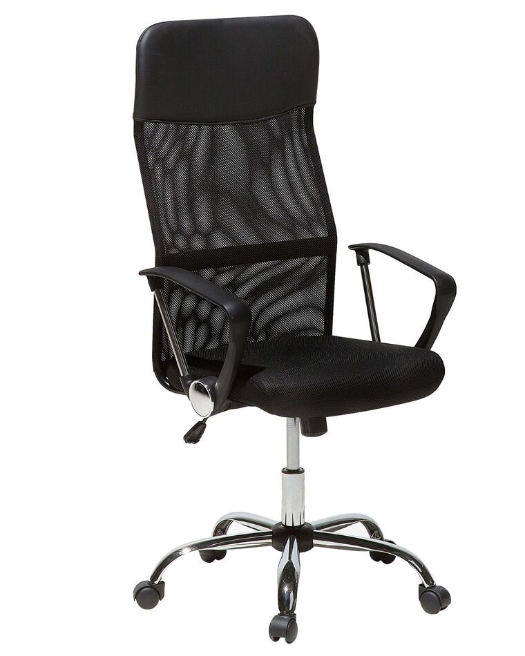 Krzesło biurowe regulowane ekoskóra czarne DESIGN _706687