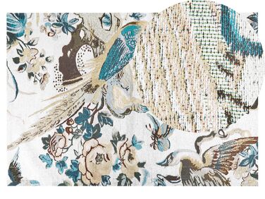 Teppich Baumwolle mehrfarbig 140 x 200 cm Vogelmotiv Kurzflor ARIHA