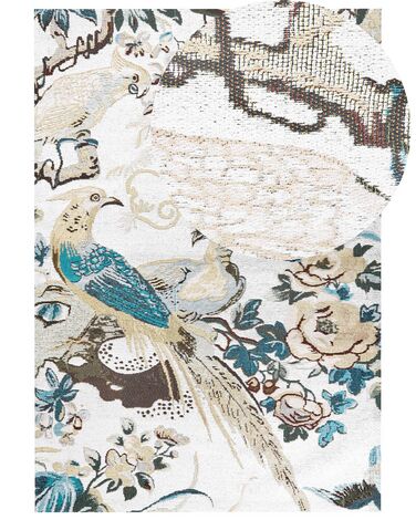 Teppich Baumwolle mehrfarbig 140 x 200 cm Vogelmotiv Kurzflor ARIHA