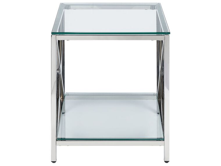 Glass Top Side Table Silver AUDET Beliani.co.uk