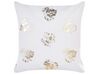 Set of 2 Velvet Cushions Leaf Pattern 45 x 45 cm White GOLDENROD_854553