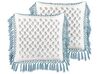 Lot de 2 coussins en coton à motif floral blanc et bleu 45 x 45 cm PALLIDA_839366