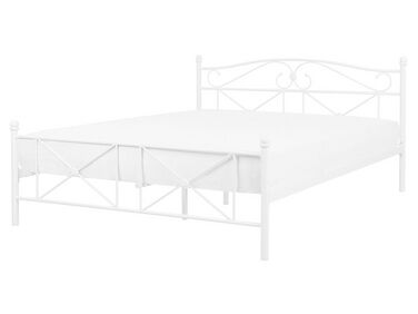 Bílá kovová postel s rámem 160 x 200 cm  RODEZ