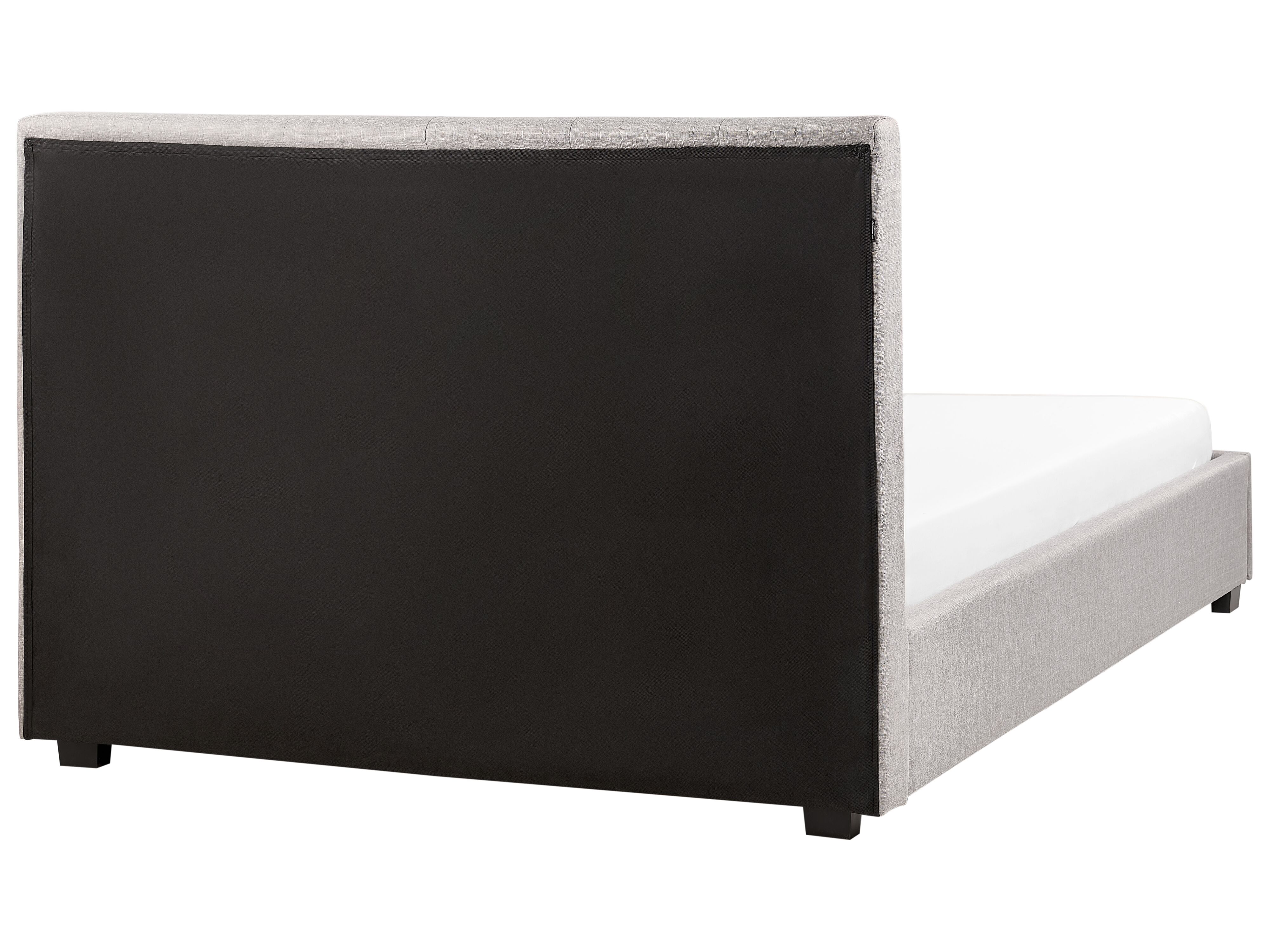 Fabric EU Double Size Bed with Storage Light Grey LA ROCHELLE Beliani.co.uk