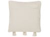 Cotton Cushion with Tassels 45 x 45 cm Beige with Black THONDI_755079