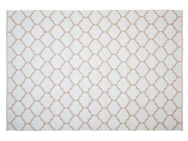 Outdoor Teppich beige 160 x 230 cm marokkanisches Muster zweiseitig Kurzflor AKSU