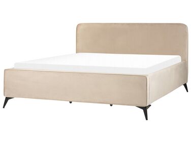 Zamatová posteľ 180 x 200 cm sivobéžová VALOGNES