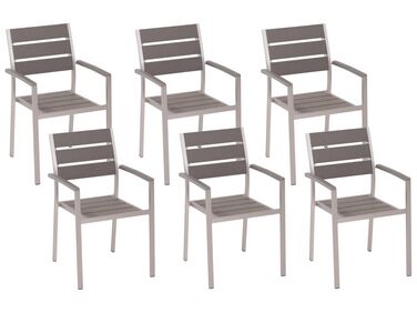 Conjunto de 6 cadeiras de jardim cinzentas VERNIO