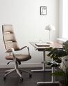 Chaise de bureau en cuir PU blanc et marron GRANDIOSE_903299