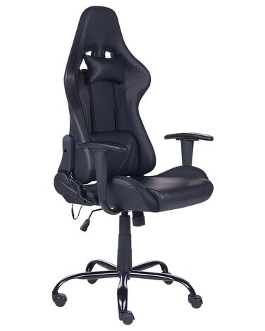 Chaise de gamer en cuir PU noir avec LED GLEAM