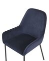 Conjunto de 2 sillas de comedor de pana azul oscuro/negro LOVERNA_780022
