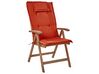Sada 6 zahradních skládacích židlí z tmavého akáciového dřeva s červenými polštáři AMANTEA_879762