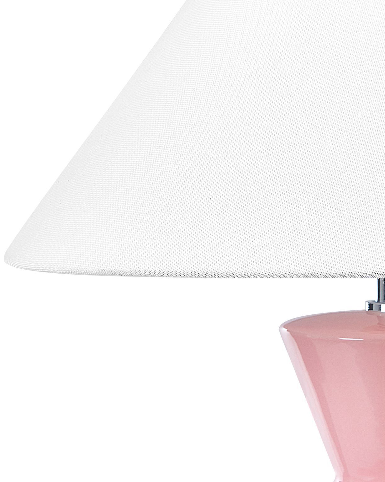 Lámpara de mesa de cerámica/lino rosa/blanco 40 cm FERRY_843224