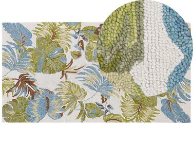 Wool Area Rug Leaves Motif  80 x 150 cm Multicolour KINIK