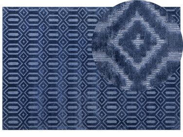 Teppich marineblau 160 x 230 cm geometrisches Muster Kurzflor ADATEPE