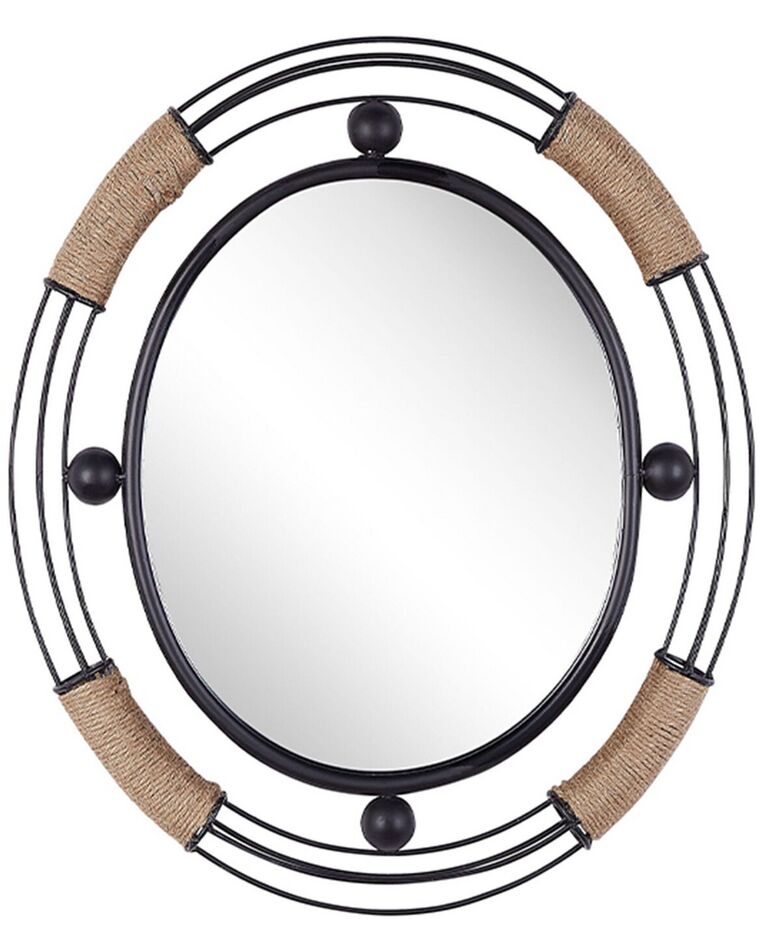 Nástenné zrkadlo čierny ovál 55 x 50 cm MOULINS_904331