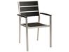 Set of 6 Garden Dining Chairs Black with Silver VERNIO_862856