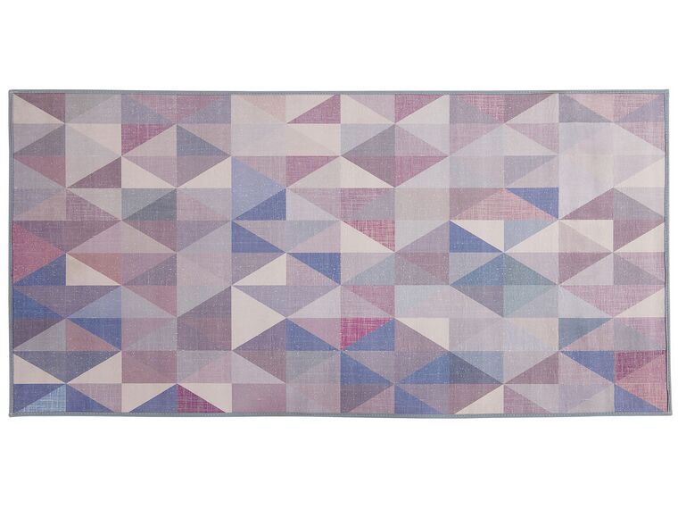 Teppich blau-grau 80 x 150 cm geometrisches Muster Kurzflor KARTEPE_715469
