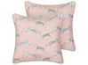 2 bawełniane poduszki dekoracyjne w gepardy 45 x 45 cm różowe ARALES_893139