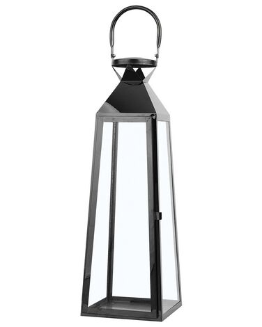Steel Candle Lantern 53 cm Black CRETE