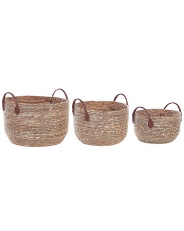 Conjunto de 3 cestas de algas marinas natural/beige/marrón SAYJAR