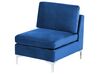 Left Hand 6 Seater Modular Velvet Corner Sofa with Ottoman Blue EVJA_859804