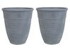 Conjunto de 2 vasos para plantas em pedra cinzenta 43 x 43 x 49 cm KATALIMA_858220