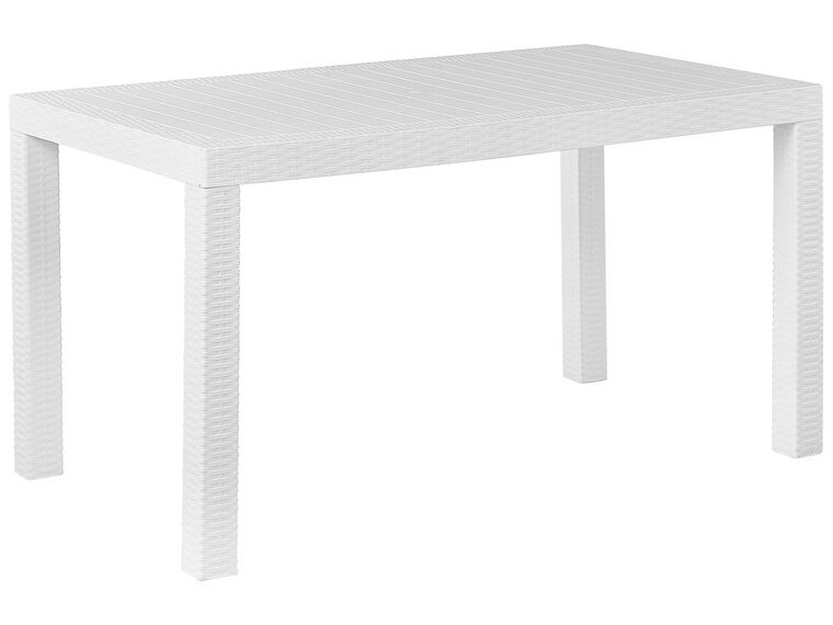 Zahradní stůl v ratanovém vzhledu 140 x 80 cm bílý FOSSANO_807692