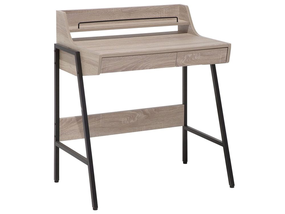 Schreibtisch heller Holzfarbton 73 x 48 cm 2 Schubladen BROXTON | Möbel