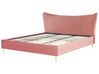 Łóżko welurowe 180 x 200 cm różowe CHALEIX_857025