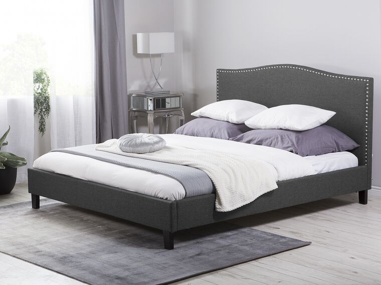 Fabric EU Super King Bed Grey MONTPELLIER Beliani.co.uk