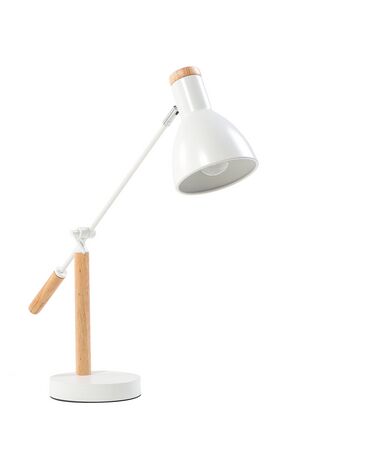 Lampe de bureau blanc en bois et en métal PECKOS