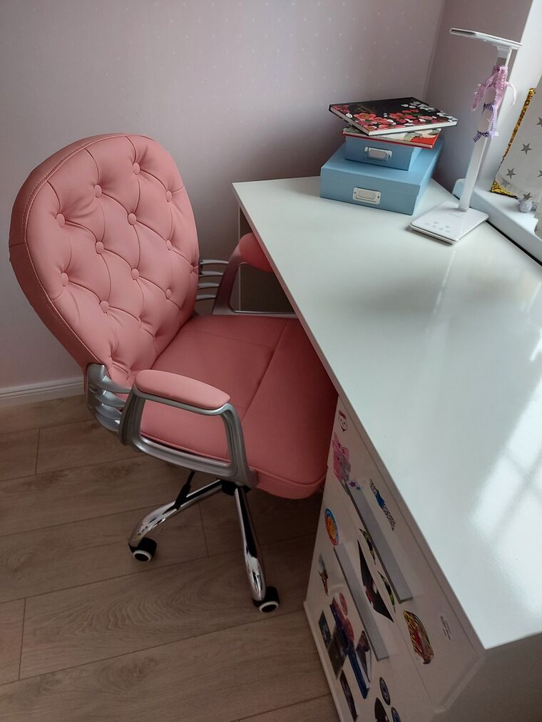 Swivel Faux Leather Office Chair Pink PRINCESS Beliani.co.uk