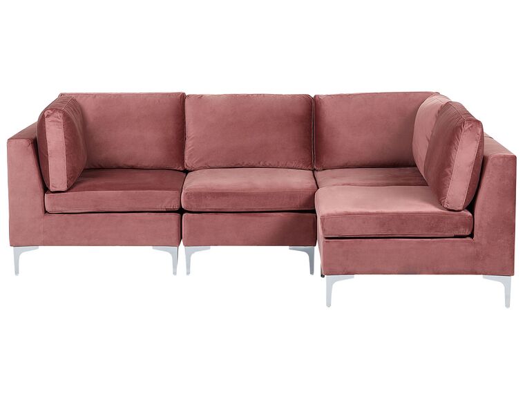 Left Hand 4 Seater Modular Velvet Corner Sofa Pink EVJA_859113