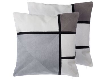 Set of 2 Cotton Cushions Geometric Pattern 45 x 45 cm Grey WEDELIA