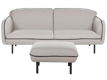 Canapé 3 places avec ottoman en tissu gris clair TONSBERG