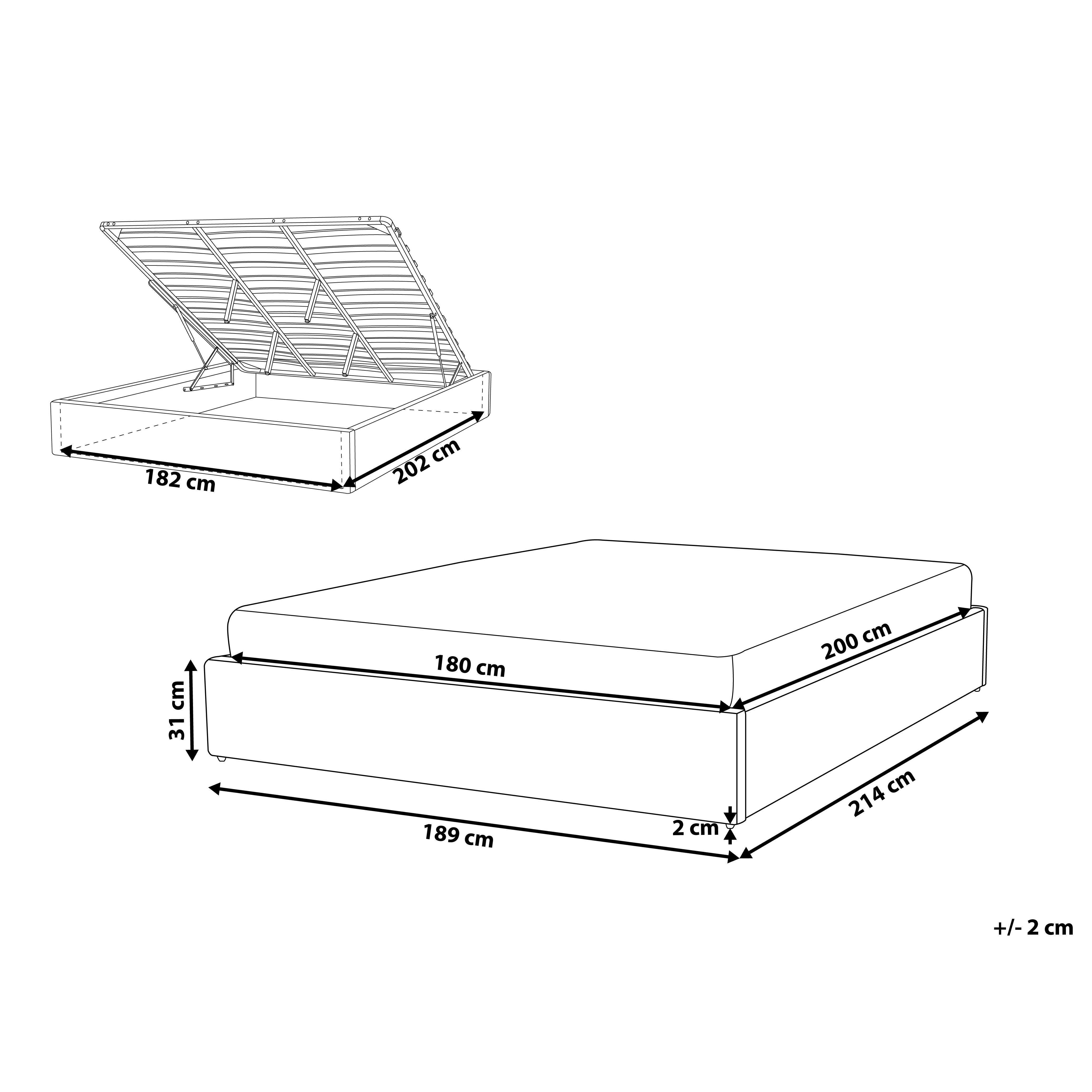 Łóżko z pojemnikiem tapicerowane 180 x 200 cm beżowe DINAN