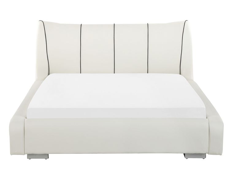 Leather EU Double Waterbed White NANTES Beliani.co.uk