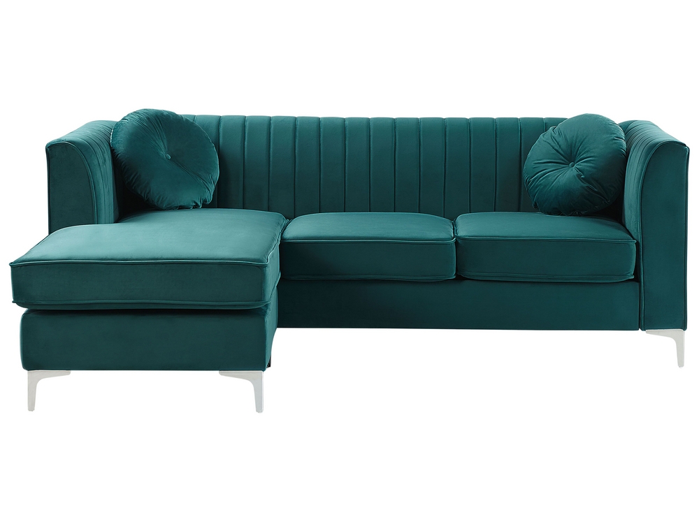 Right Hand Velvet Corner Sofa Emerald