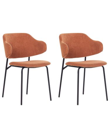 Set of 2 Fabric Dining Chairs Orange KENAI