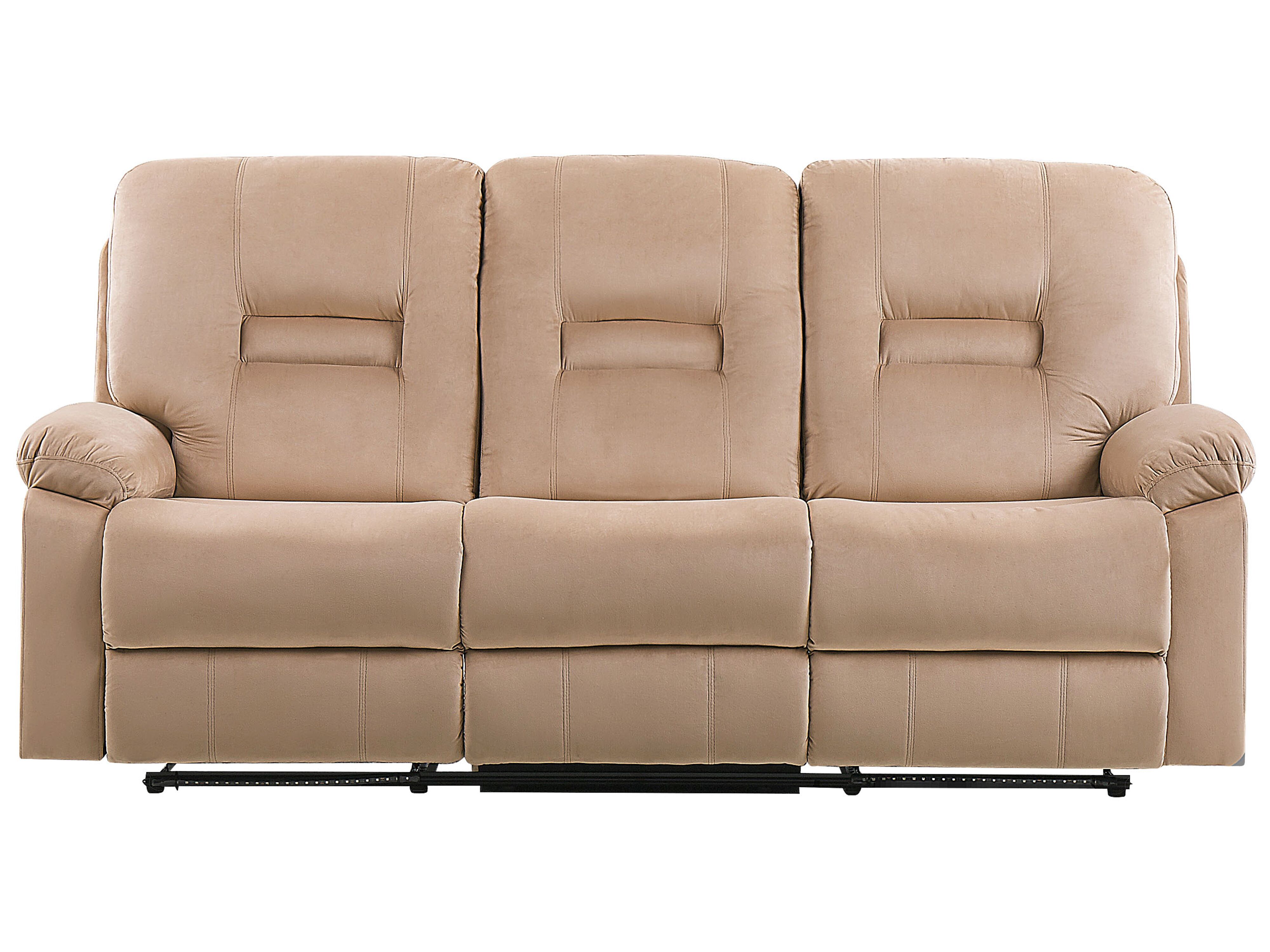 3 Seater Velvet LED Electric Recliner Sofa with USB Port Beige BERGEN
